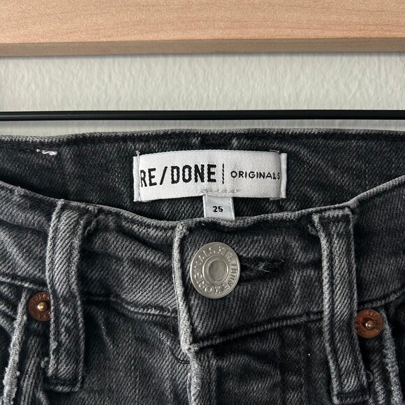 RE/DONE Originals High Rise Crop Skinny Jeans Faded Black Women's Size 25 - Picture 4 of 11